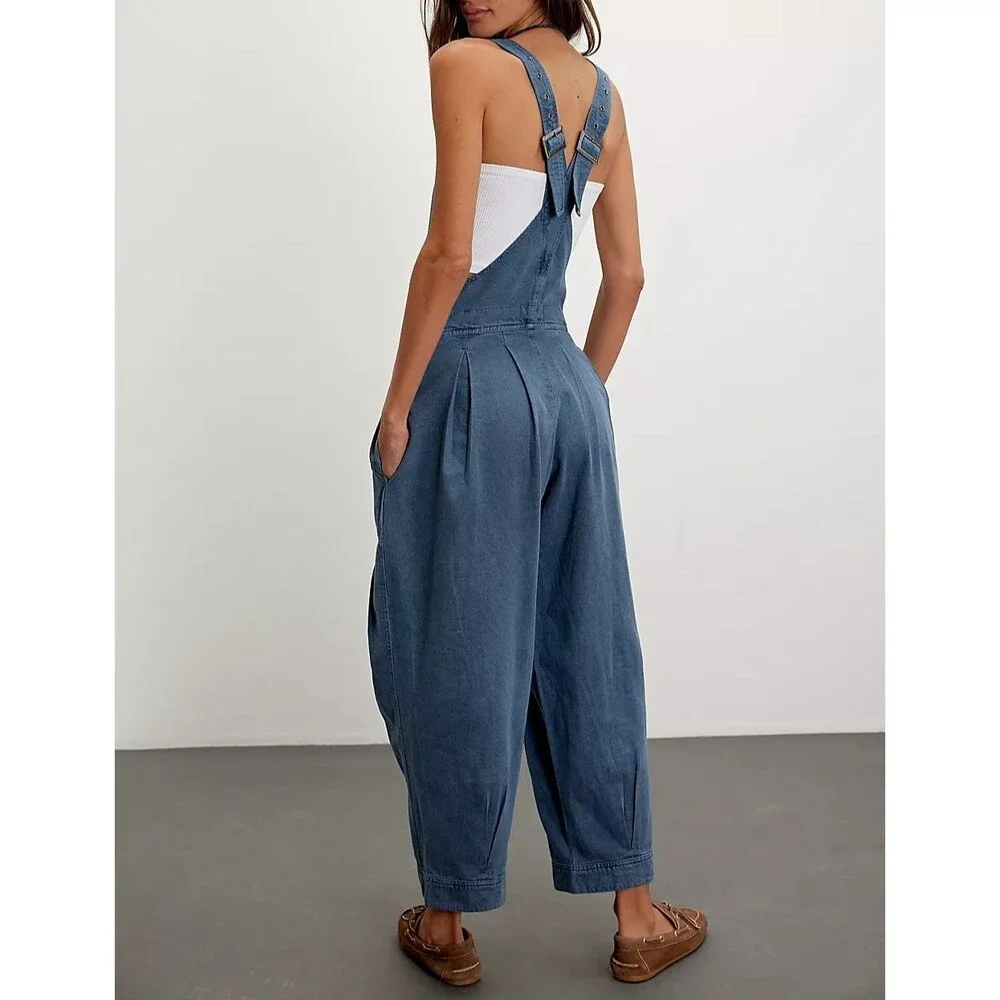 Free People We The Free Felix Tapered Overalls Jumpsuit Dress Pinafore L 289563